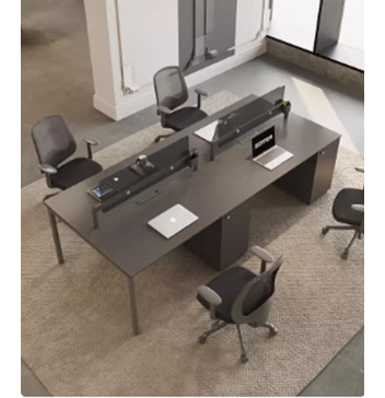 创客办公桌椅组合简约办公家具4/6黑色职员桌办公室屏风员工位桌